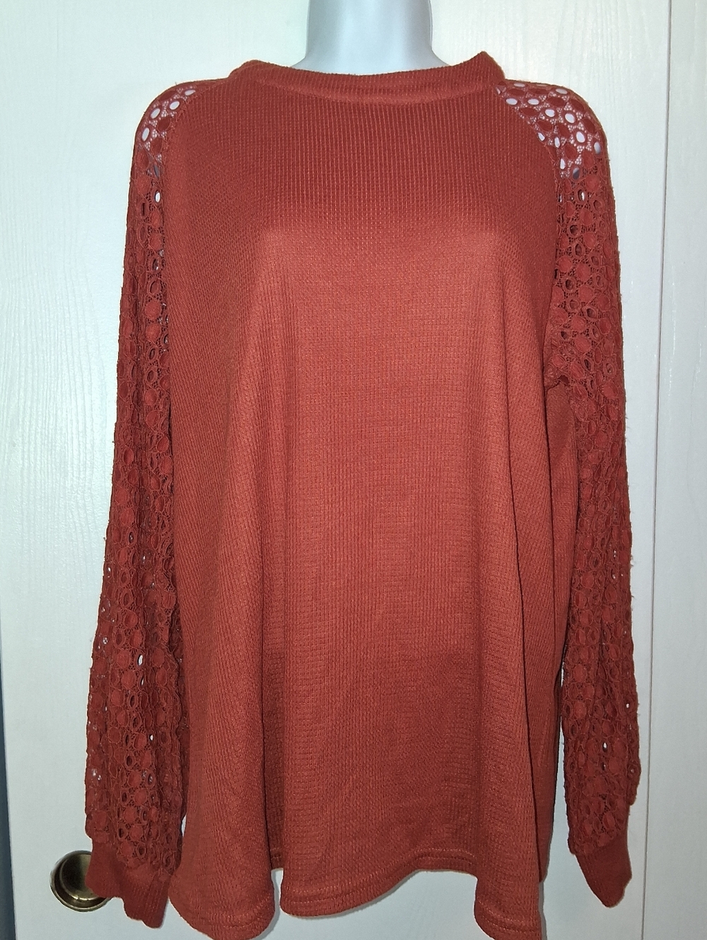 Miholl Pullover With Lace Sleeves, Sz XL